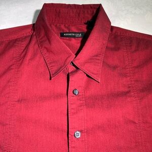 Vintage 90s Calvin Klein Short Sleeve Pintuck Detail Shantung Style Shirt - L